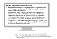 Zusammenfassung der Grundprinzipien adaptiver kompetenzorientierter E-Klausuren. Abbildung: Erstellt von den Autoren