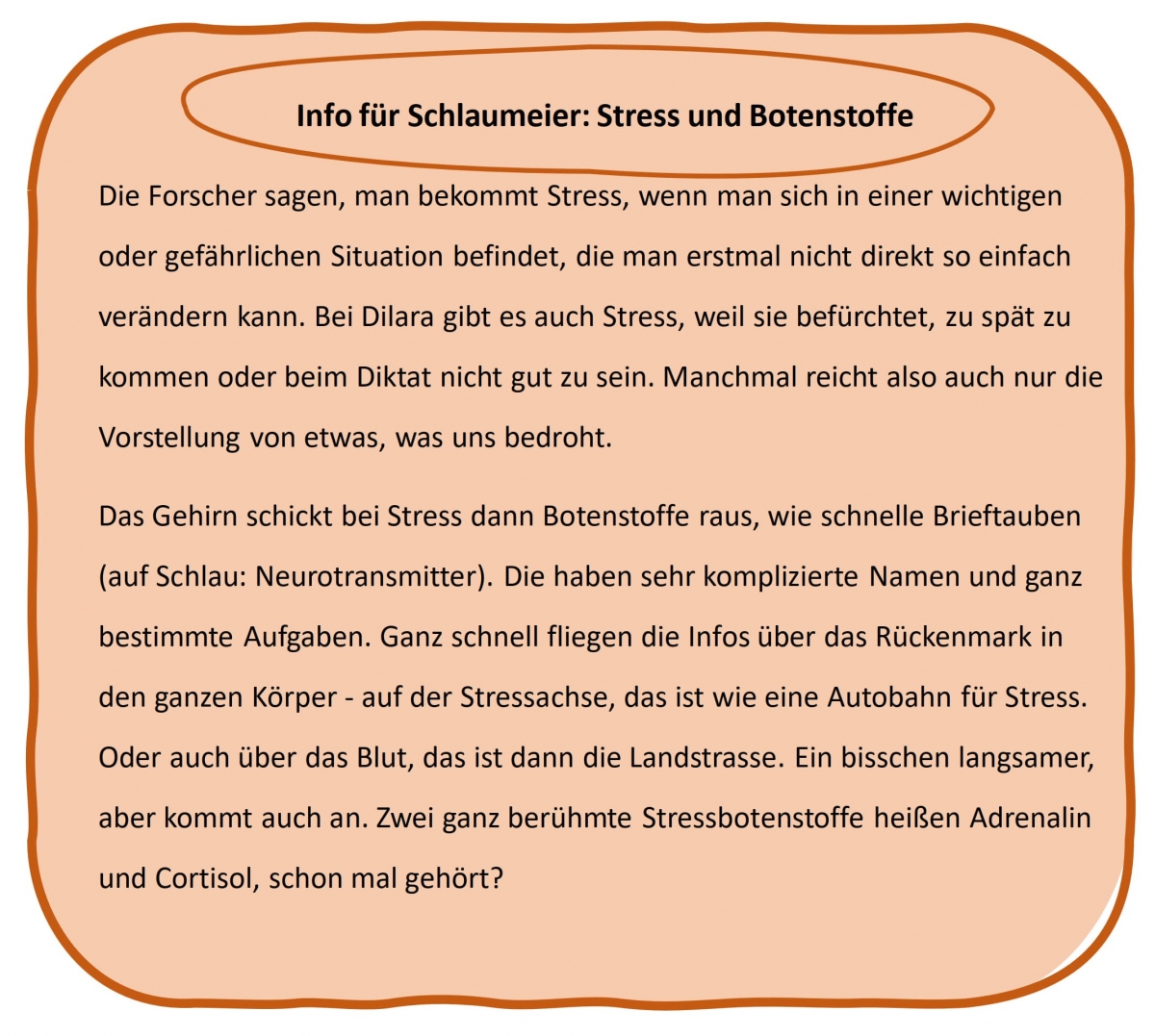 Bild 2: Info für Schlaumeier 1, Stress und Botenstoffe