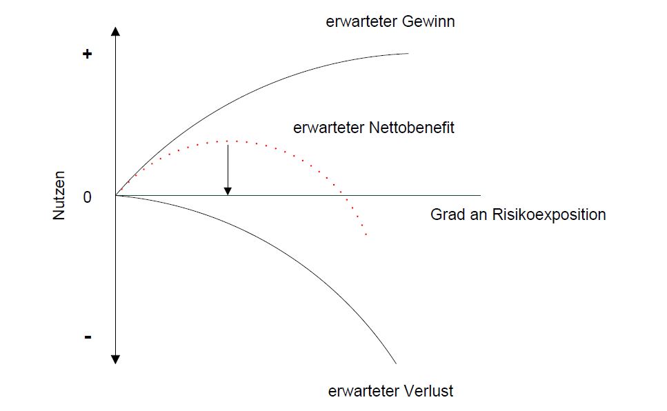 Menschliche Handlung als Risikooptimierung. Abbildung: Schmid, in Anlehnung an Wilde (2001, S. 35).